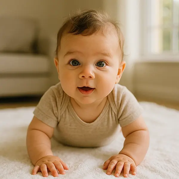 Bebê fazendo tummy time
